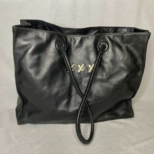 Vintage Paloma Picasso Black Leather Tote Large